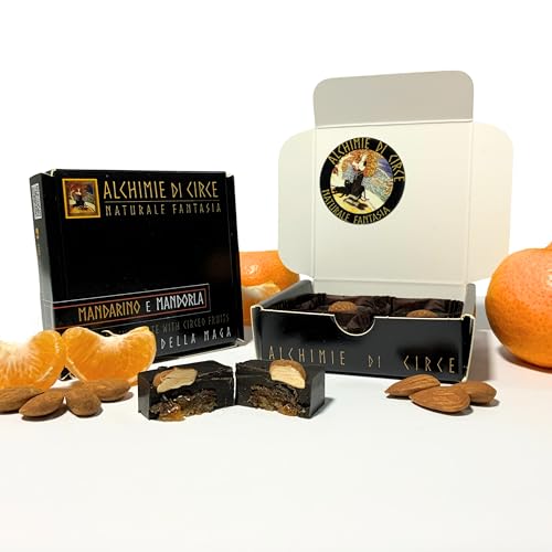 Generic Alchimie di Circe 12 Praline Fondenti al Mandarino e Mandorla Delizie Gourmet con Agrumi Biologici Cioccolato Artigianale in Elegante Confezione Regalo 255g