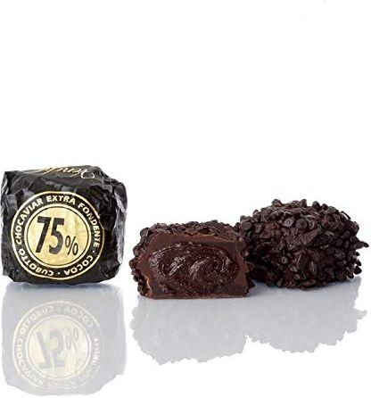 Venchi Chocaviar Extra Fondente 75% g 500 Cioccolatini con una conchiglia di cioccolato al latte con ripieno di crema di gianduia e ricoperta di Chocaviar 75% Senza Glutine