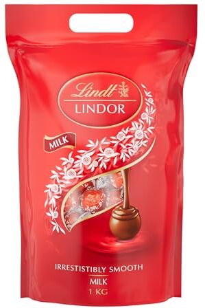 Lindt Sacchetto di tartufi al cioccolato al latte Lindor, ca. 80 palline da 1 kg, perfette da condividere, palline di cioccolato con un ripieno liscio