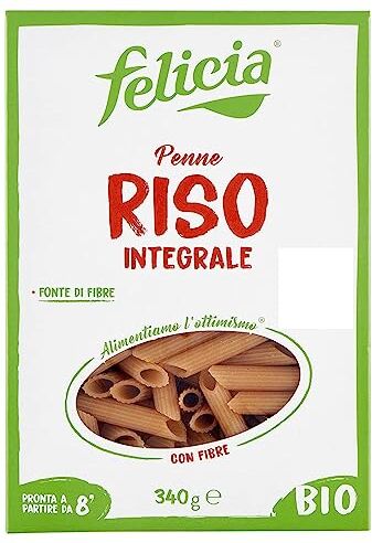 felicia , Penne Rigate di Riso Integrale, Pasta Ricca di Fibre, di Proteine e Nutrienti, Bio, Vegan, Confezione da 340 g