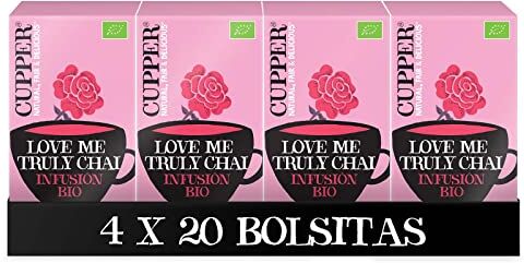 CUPPER Infuso Biologico Love Me Truly Chai (4 confezioni da 20 bustine di tè, totale 80 bustine di tè)