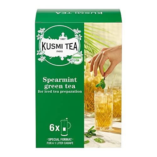 KUSMI TEA Tè verde alla menta Bio Tè freddo Scatola da 6 bustine 48 gr