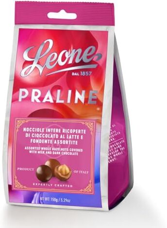 Generic Leone Sacchetti Boule Nocciola intere ricoperte di cioccolato al latte e fondente Assortite da 150gr : Gusto e Tradizione in Ogni Morso! SENZA GLUTINE GLUTEN FREE CoCoCiok