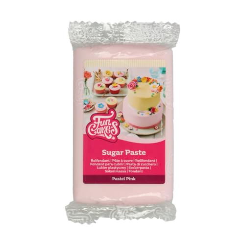 FunCakes Pasta di Zucchero Pastel Pink: Facile da Usare, Liscia, Flessibile, Morbida e Pieghevole, Perfetta per la Decorazione di Torte, Halal, Kosher e Senza Glutine. 250 gr