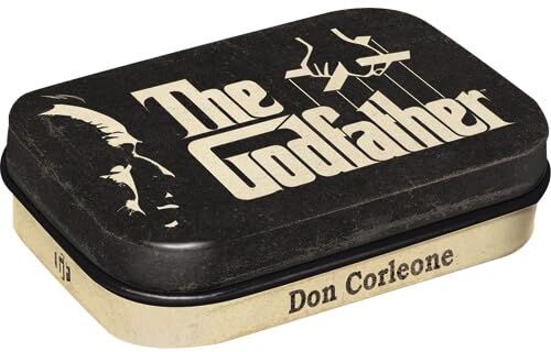 ART Contenitori di pillole retrò, 4 x 6 x 1,6 cm, The Godfather – Logo – Idee regalo per amanti dei film, con pastiglie alla menta, design vintage