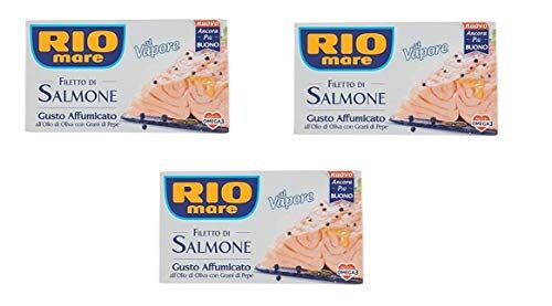 Rio 3 X  Salmone Affumicato Lachsfilet in olio di oliva con pepe affumicato 125 G