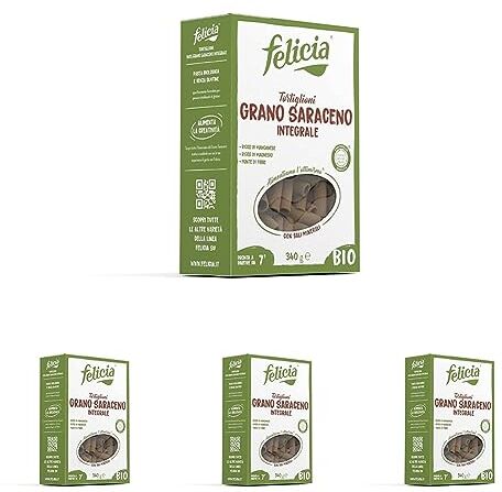 felicia , Tortiglioni di Grano Saraceno Integrale, Ricca di Magnesio e Manganese, Fonte di Fibre, Senza Glutine, Bio, Vegan, Gusto Deciso, Confezione da 1360 g