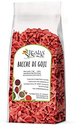 ITALIA SPEZIE Bacche di goji senza zucchero aggiunto 500 g goji berries 100% naturale super food frutta secca, ideale per perdita di peso e mix con fiocchi di avena, semi di zucca, lino, chia