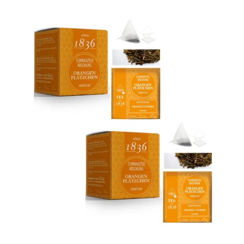 Generico Tea Since 1836®   Tè Nero & Arancia   Infuso di Tè Nero con Mela, Cannella, Cardamomo e Arancia   Tisana Gusto Biscotto all'Arancia 2 x 15 Piramidi (105 Gr)
