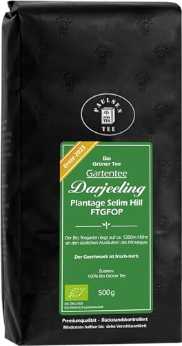 Tee Darjeeling FTGFOP biologico, tè verde, raccolto 2023 tè da giardino piantagione di Selim Hill, 500g, Paulsen Tea