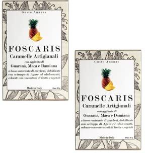 Generico Foscaris®   Caramelle Artigianali Ananas   Caramelle Dolcificate con Agave   2 Astucci x 8 Caramelle Ognuno Gusto Ananas 64 Gr