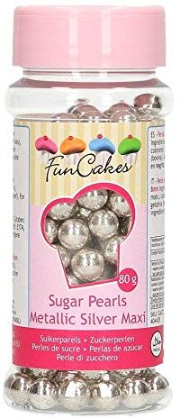 FunCakes Perles en sucre Maxi Metallic Silver 8mm