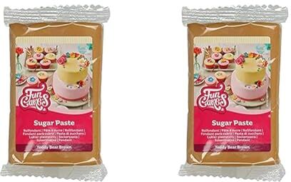 FunCakes Pasta di Zucchero Teddy Bear Brown: facile da usare, liscia, flessibile, morbida e pieghevole, perfetta per decorare torte, halal, kosher e senza glutine. 250 gr (Confezione da 2)