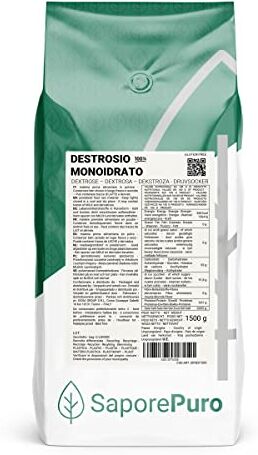 SaporePuro DESTROSIO Monoidrato 1,5 kg Ideale per Dolci, Gelati e Sorbetti