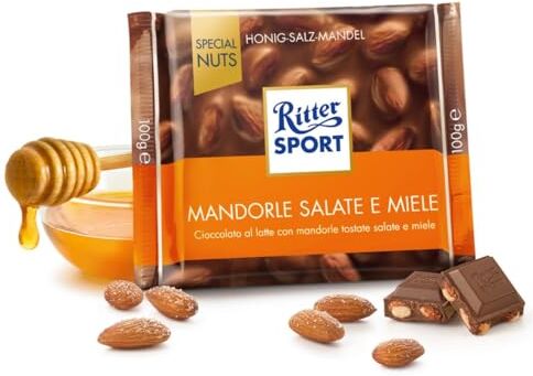 Generic Tavoletta Ritter Sport Mandorle Salate e Miele Cioccolato Al Latte 3 x 100 gr