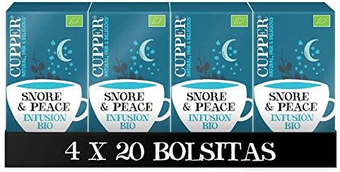 CUPPER Tisana Biologica Snore and Peace (4 confezioni da 20 bustine di tè, totale 80 bustine di tè)