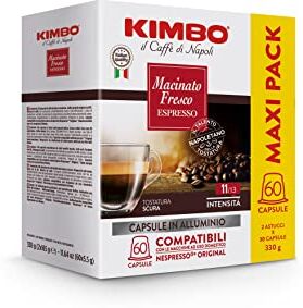 Kimbo Capsule Compatibili Nespresso* Original in Alluminio 60 Capsule Macinato Fresco Espresso 2 Confezioni da 30 Capsule