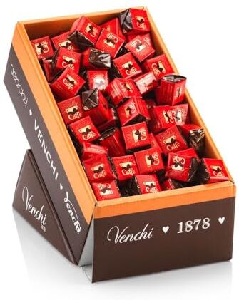 Venchi Confezione Esposizione Cioccolatini Espresso Caffè, 2 kg Cremoso al Caffè e Cioccolato Extra Fondente 75% Pack da 185 pezzi Senza Glutine