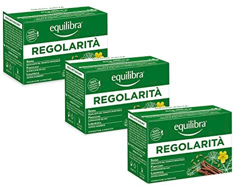 Equilibra Tisana Regolarità per Transito Intestinale e Digestione con Senna Finocchio Liquirizia Integratore Alimentare 100% Ingredienti Funzionali Naturali per Infusioni 45 Filtri