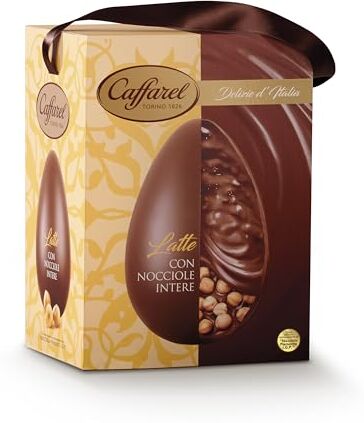 Caffarel Uovo di Pasqua al Cioccolato al Latte con Nocciole Intere IGP, Delizie d'Italia in scatola con raffinata sorpresa, 530g