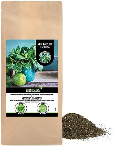 Alpi Nature Menta piperita (250g), foglie di menta piperita tagliate, tè alla menta piperita delicatamente essiccato, 100% puro e naturale, tisana