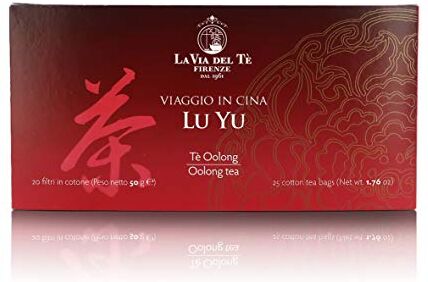 Via Lu Yu", Miscela Aromatizzata di Tè Cinese "Oolong" e Tè Bianco Cinese "Yin Zhen", Astuccio con 20 Filtri da 2,5g 50g