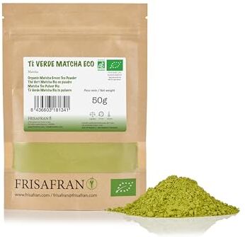 FRISAFRAN Tè Verde Matcha Biologico in polvere   Grado CULINARIO   Combatte la fatica   Disintossicante   Origine giapponese   50Gr   Tè matcha   Matcha   Matcha tea   The matcha   Te matcha