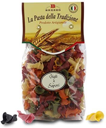 Brezzo 12 Confezioni Di Pasta Formato ''Gigli'', Pasta Artigianale Di Grano Duro Colorata, Singola Confezione: 250 Grammi, Tot. 3 Kg