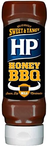 HP , Salsa Barbecue Honey, Salsa dal Sapore Affumicato con Note di Miele, Ottimo Sostituto del Ketchup, Ideale Per Insaporire Cibi Fritti, Piatti di Carne o Cotti alla Griglia, Bottiglia in PET 465 g