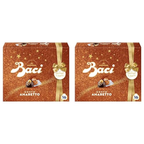 Perugina BACI  Amaretto Cioccolatini Fondenti ripieni al Gianduia, Scatola Regalo 200g (Confezione da 2)