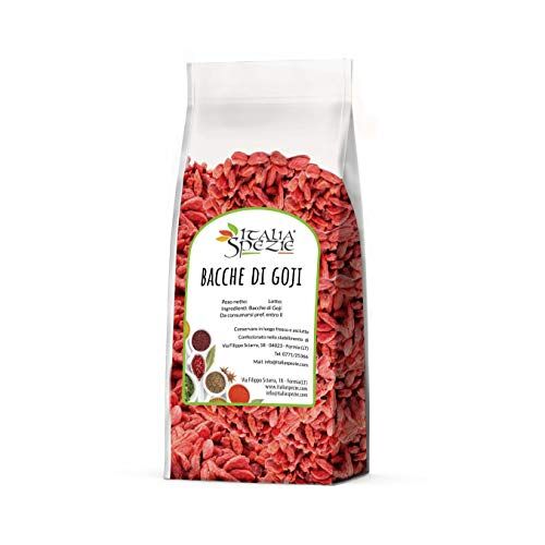 ITALIA SPEZIE Bacche di goji senza zucchero aggiunto 250 g goji berries 100% naturale super food frutta secca, ideale per perdita di peso e mix con fiocchi di avena, semi di zucca, lino, chia