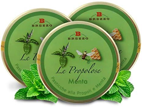 Brezzo Pasticche Alla Propoli E Menta, Caramelle Linea Le Propolose, 35 Grammi (confezione da 3 pezzi)