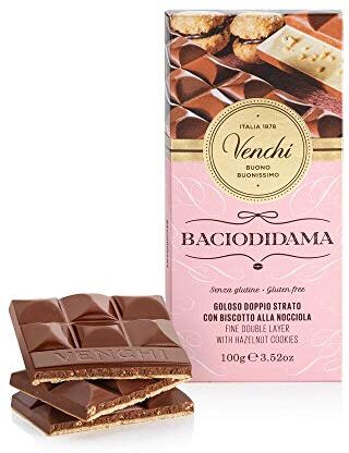 Venchi Tavoletta Bacio di Dama 100g Goloso Doppio Strato di Cioccolato con Biscotto alla Nocciola Piemonte IGP Senza Glutine