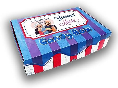 Generico Buona Festa dei Nonni" Candy Box Ape Ice Scatola da 1kg Di Caramelle Gommose Frizzanti Zuccherate Personalizzata con Nome Scegli 6 Gusti Idea Regalo Festa Papà Nonno Madre Nonna Amica Regina