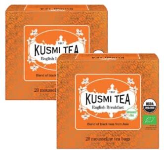 Generico Kusmi Tea   Miscela di Tè Neri in Bustine   English Breakfast Tea Bags BIO   2 Confezioni Tè Nero Inglese (40 Bustine Tot 80 Gr)