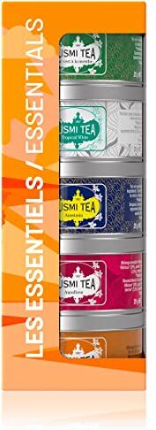 KUSMI TEA Scatola di prodotti biologici essenziali Idea Regalo Festa della Mamma Tè verdi, neri e infusi Miscele confezionate in Francia Lattine di metallo 5x25g