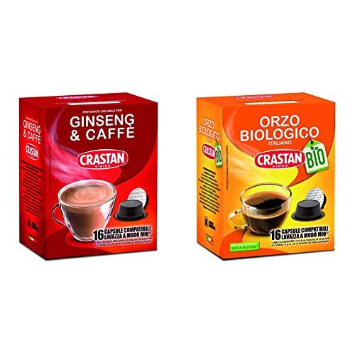 Crastan Capsule Compatibili A Modo Mio Ginseng & Caffè 8 Confezioni Da 16 Capsule Totale 128 Capsule & Capsule Compatibili A Modo Mio Biologico