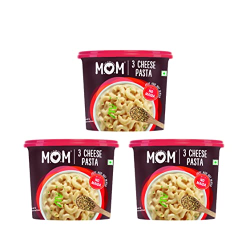 MOM - MEAL OF THE MOMENT MOM Meal of the Moment, 3 Cheese Pasta, Ready to Eat No Added Preservatives Instant Meals 100% Durum Wheat, 74 gm, Pack of 3