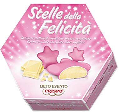 CRISPO Confetti Stelline di Cioccolato Bianco incartate singolarmente 500g Lieto Evento Stelle della Felicità (Rosa)