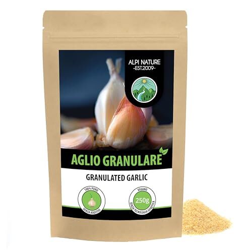 Alpi Nature Aglio granulato (250g), aglio macinato, 100% naturale, aglio essiccato, senza additivi, vegano