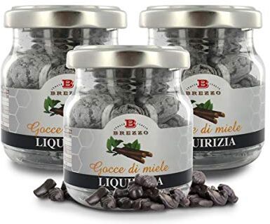 Brezzo Caramelle Alla Liquirizia, Linea Le Gocce Di Miele, 100 Grammi (confezione da 3 pezzi)