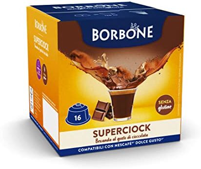 CAFFÈ BORBONE SuperCiock Bevanda al gusto di cioccolata 64 capsule (4 confezioni da 16) Compatibili con le Macchine Nescafè