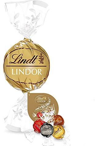 Lindt Lindor Praline di Cioccolato al Latte, Fondente, Bianco, Nocciola, Confezione da 44 in Scatola Regalo Maxi Boule Formato 550g