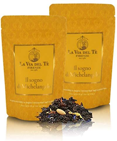 Via Il Sogno di Michelangelo", Tè Oolong Cinese Aromatizzato alla Frutta Secca e ai Fiori, Sacchetto da 50g (confezione da 2 pezzi)