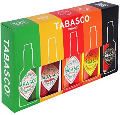 TABASCO Set regalo del marchio: bottiglie in vetro da 60 ml di salsa piccante 100% naturale Regalo fantastico per ogni amante delle salse (5 pack)