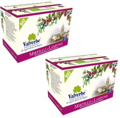 Generico Valverbe®   Infuso Mirtillo & Lampone   Miscela BIO di Erbe per Tisana   Infusione Mirtillo Lampone & Bacche del Bosco 2 x 20 Filtri (60 Gr)   Tisana BIO Fruttata