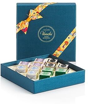 Venchi Collezione Barocco Confezione Regalo Blu con Cremini Assortiti, 127 g Idea Regalo Senza Glutine