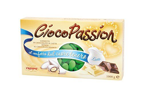 CRISPO Confetti Cioco Passion Cioccolato al Latte con Cuore di Cioccolato Bianco Colore Verde 1 kg