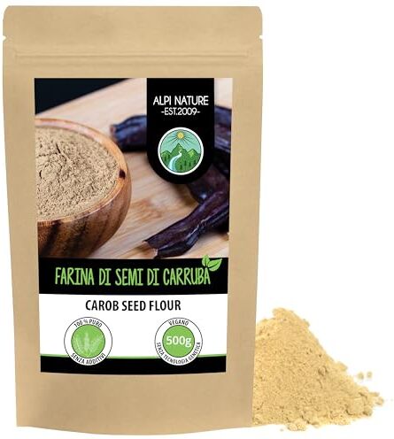 Alpi Nature Farina di carrube (500g), polvere di carrube leggera adatta come amido, tutto naturale e vegano, delicatamente essiccata e macinata