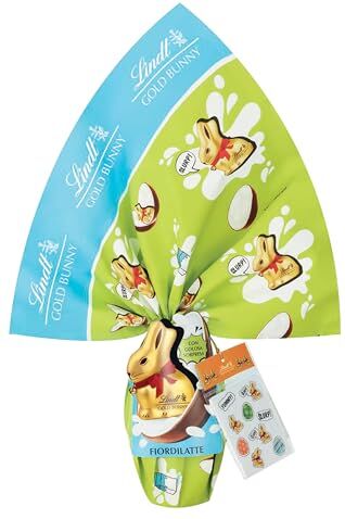 Lindt Uovo Gold Bunny FIORDILATTE con golosa sorpresa cioccolato al latte ed uno strato di ripieno ricco di latte con due coniglietti di cioccolata al latte da 270 grammi Pasqua 2024 CoCoCiok